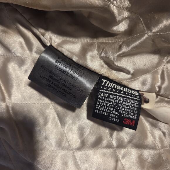 Vintage Wilsons Leather Bomber Jacket Pelle Studio Quilted Liner Large Long Y2k - Picture 5 of 9